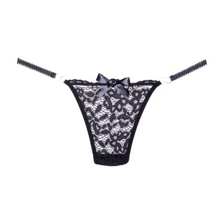 Allure Lace - Stringi koronkowe uniwersalne, czarne, komfortowy kroj