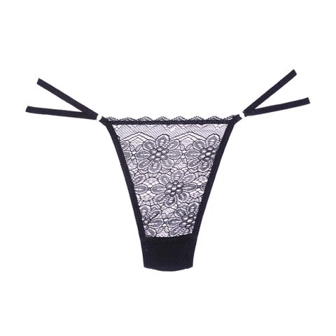 Allure Stringi Lace Mesh uniwersalne - koronkowa siateczka, czarne