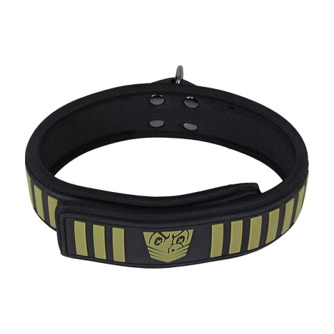 Doc Johnson Tactical Collar & Leash Black/Green - regulowany neoprenowy komplet