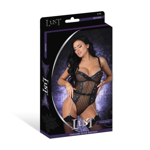 Magic Silk Body Phoenix L/XL z łańcuszkami i ćwiekami, czarny połysk