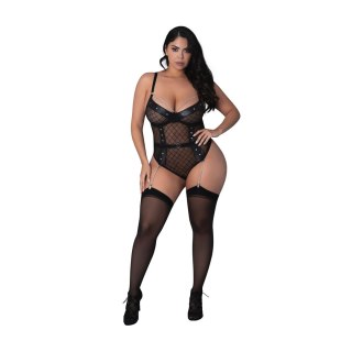 Magic Silk Phoenix Body 2XL z Łańcuszkami i Podwiązkami, Czarny