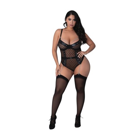 Magic Silk Phoenix Body 2XL z Łańcuszkami i Podwiązkami, Czarny