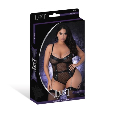 Magic Silk Phoenix Body 2XL z Łańcuszkami i Podwiązkami, Czarny