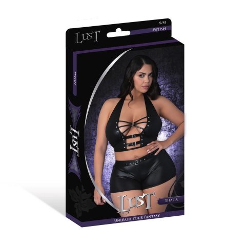 Magic Silk Thalia Top i Szorty 2XL z Pierścieniami i Ćwiekami Czarny
