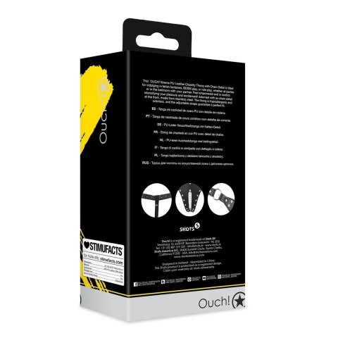 OUCH! Xtreme model PU Leather czarny pas z łańcuszkiem, regulowany