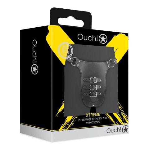 OUCH! Xtreme pas intymny PU Leather z paskami, czarny, regulowany