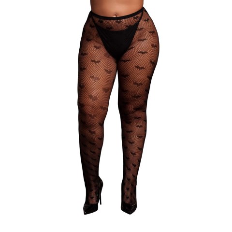 Obsessive Heart Patterned Tights Plus Size Black XL-4XL