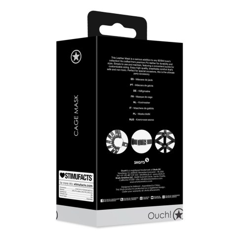 Ouch! Cage Mask Black - Regulowana maska z ekoskory, unisex
