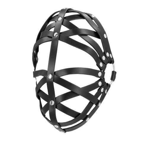 Ouch! Cage Mask Black - Regulowana maska z ekoskory, unisex