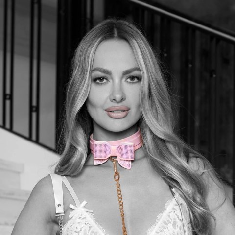 Ouch! Paris Collection Obroża z Smyczą Rożowa Skora Ekologiczna