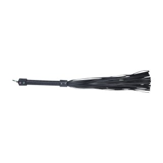 Ouch! Venice Collection Flogger Black - elegancki bat skorzany z uchwytem