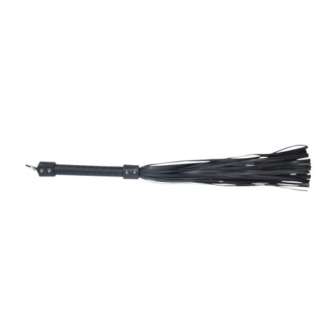 Ouch! Venice Collection Flogger Black - elegancki bat skorzany z uchwytem