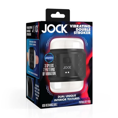 JOCK Double Stroker Black - wibrująca maszyna intymna, dwustronna, IPX7