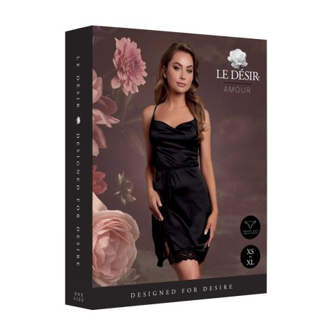 Obsessive Sukienka Silk Black One Size z Krzyżowanymi Ramiączkami i Rozcięciem