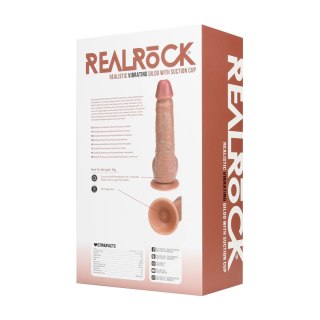 RealRock Model Wibrujący Prosty z Jądrami 23 cm Tan Mocna Przyssawka