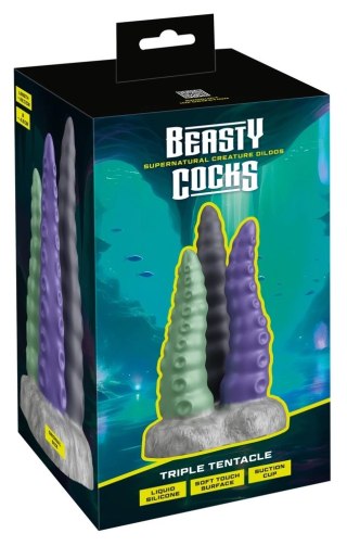 Beasty Cocks Triple Tentacle silikonowy model 3-w-1, elastyczny, 22 cm