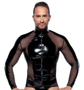 Black Level koszula winylowa z siateczką, czarna XL, długi rękaw