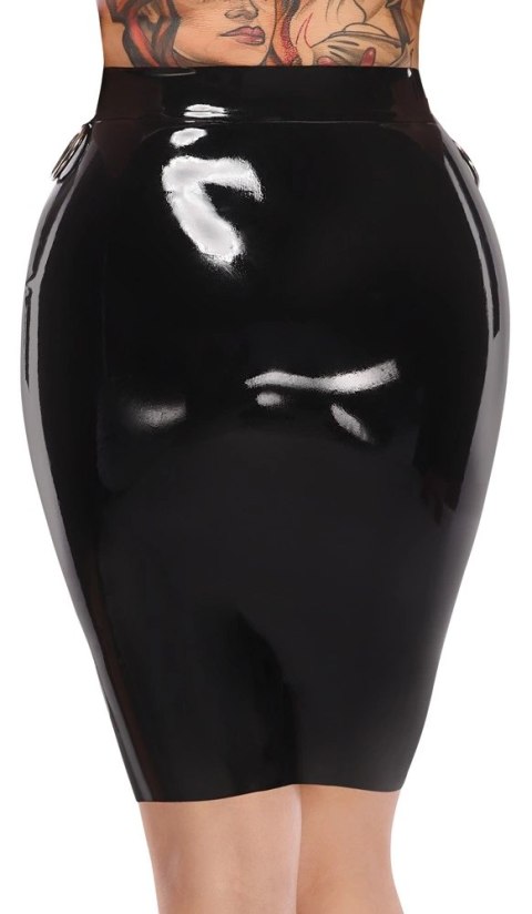 LateX Spodnica Lateksowa Czarna XL z Pierścieniami, do Kolan