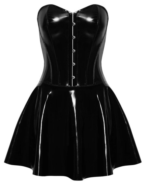 Black Level Mini Sukienka Winylowa Czarna XL z Gorsetowym Topem