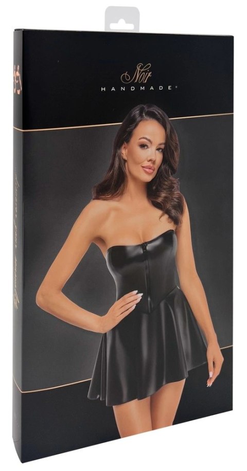 Noir Libido XL - Czarna matowa mini sukienka z regulowanymi ramiączkami