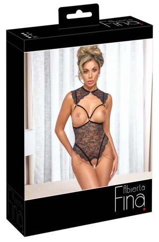 Abierta Fina Body Koronkowe Czarny M z Odpinanymi Łańcuszkami