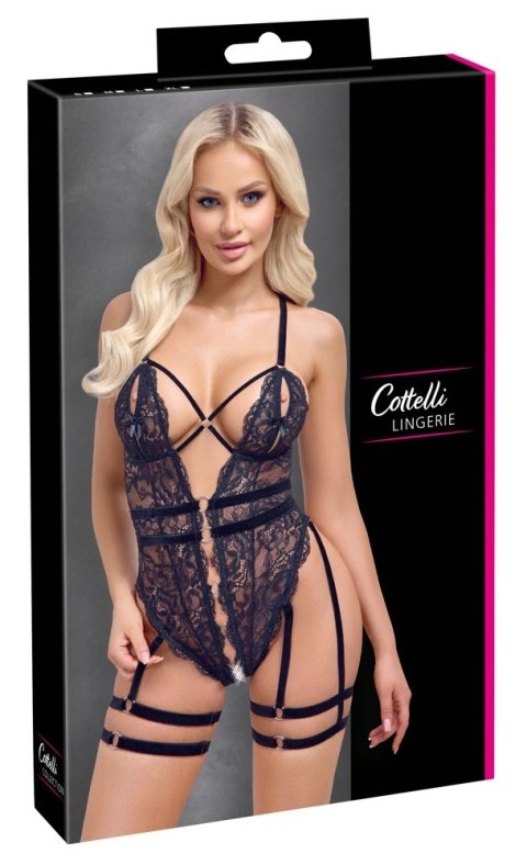 Cottelli Lingerie Body Koronkowe XL z Paskami do Pończoch, Czarne