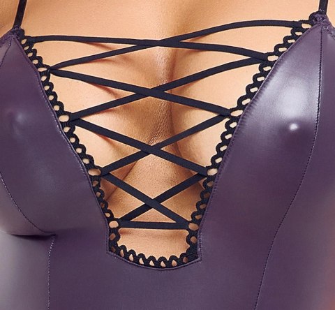 Cottelli PARTY mini sukienka fioletowa S z ozdobnym sznurowaniem