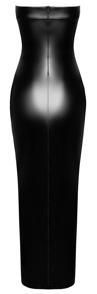 Noir Orgia Czarna Sukienka Maxi z Wycięciem na Nogę S