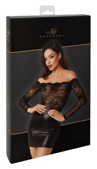 Noir Orgia Exclusive mini sukienka czarna XL koronka i wetlook