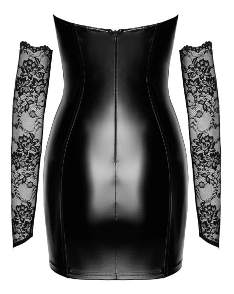 Noir Orgia XL Czarna Mini Sukienka Powerwet z Koronkowymi Mankietami