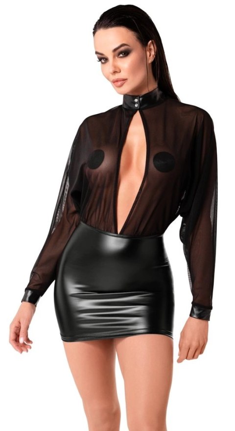 Noir Orgia Mini Sukienka Czarna L Przezroczysta Tiulowa Gora