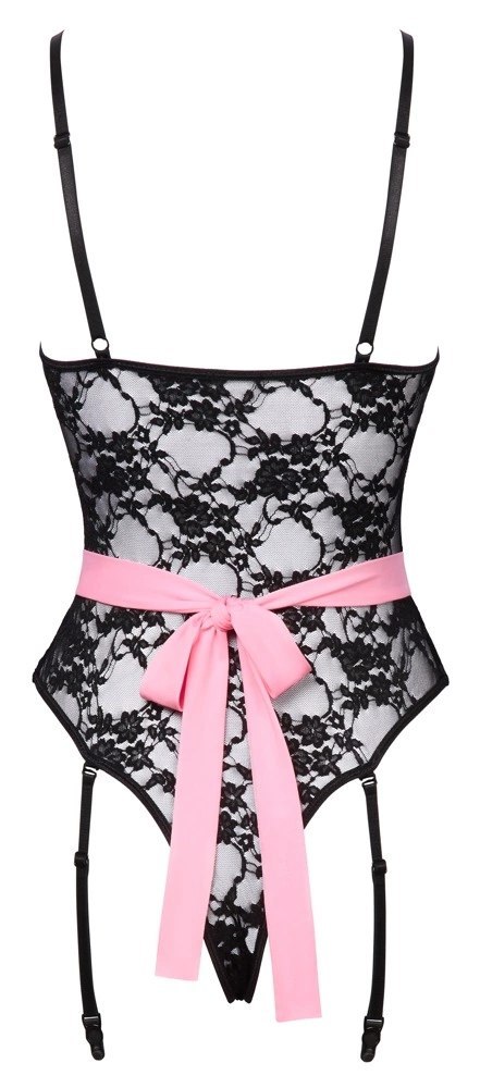 Cottelli Costumes Body Koronkowe Kostium Pokojowki Rożowy Fartuszek M