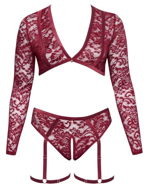 Cottelli Curves komplet koronkowy czerwony 3XL z topem i majtkami