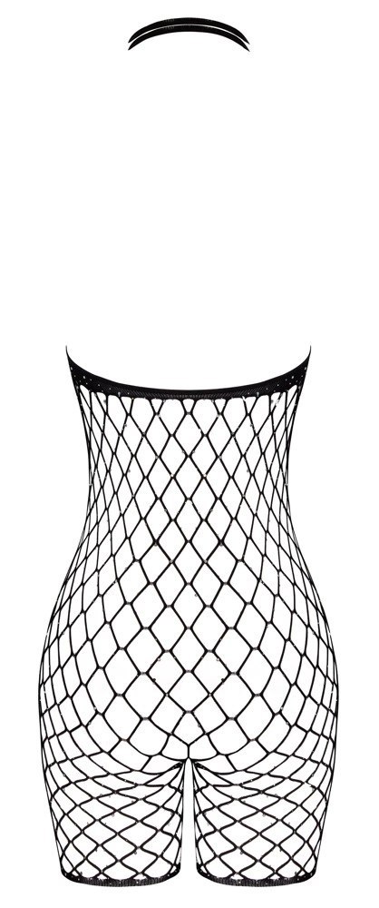 Cottelli Fantasy - Czarny kombinezon siateczkowy z kryształkami S-L