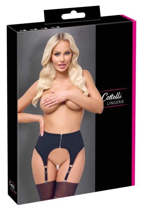 Cottelli LINGERIE szeroki pas do pończoch matowy XL czarny z zamkiem