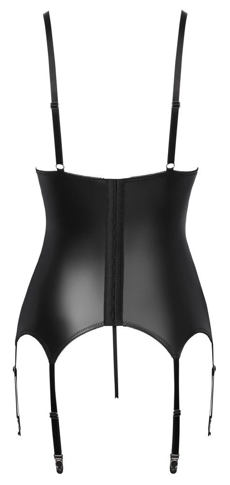 Cottelli Lingerie Top matowy z koronką i stringi bez krocza L czarny