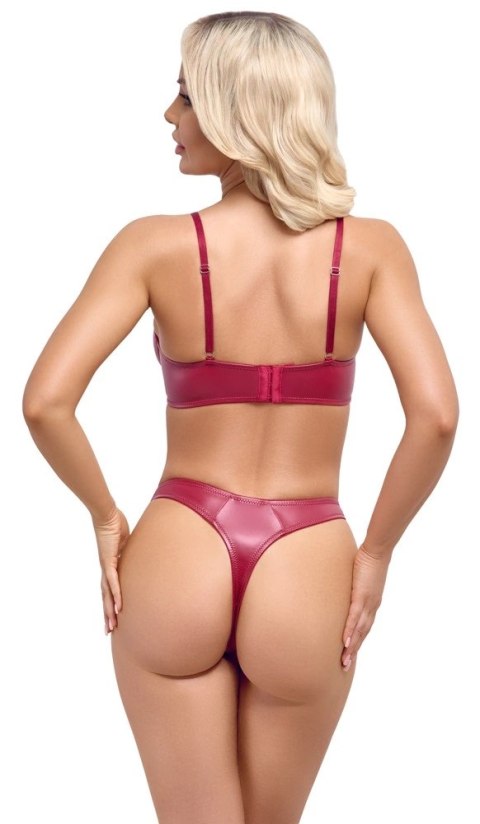 Cottelli Lingerie 80B/M - Komplet Bielizny Wet Look, Czerwony, Fiszbin, Paseczki
