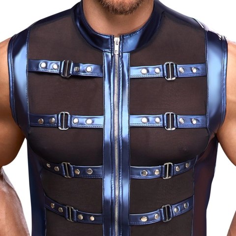 NEK Koszulka Męska XL Niebieska z Czarnymi Wstawkami i Zamkiem