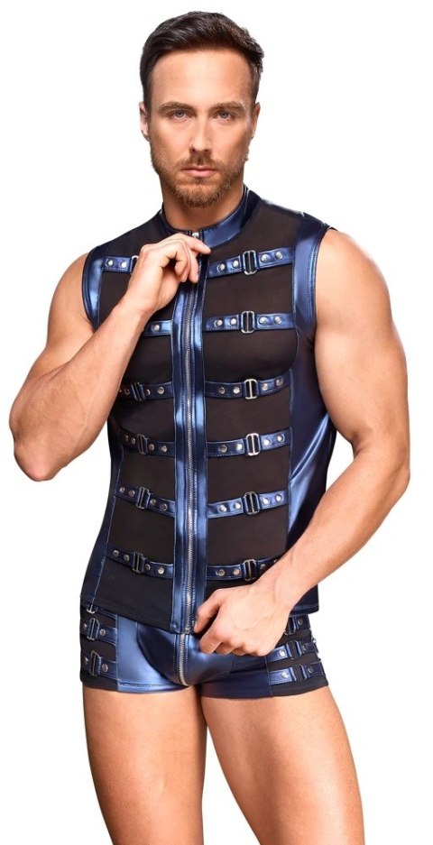 NEK Męski bezrękawnik M niebieski z czarnymi wstawkami siateczki