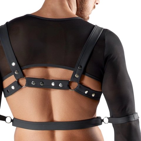 Svenjoyment Bondage Top z Długim Rękawem, Uprząż, 4 Mankiety S, Czarny