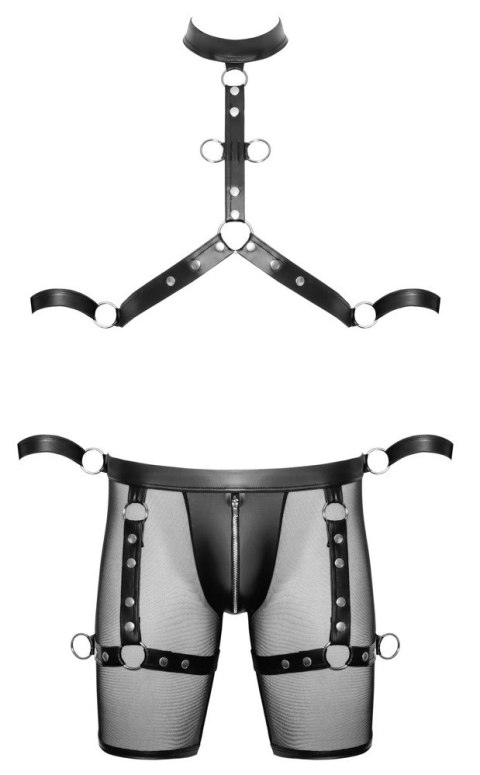 Svenjoyment Bondage zestaw spodenki z uprzężą i szelkami XL czarny