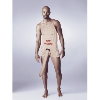 Apron Fartuch z napisem Sex Machine, pluszowy element XL, uniwersalny