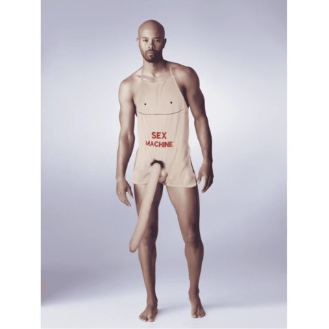 Apron Fartuch z napisem Sex Machine, pluszowy element XL, uniwersalny