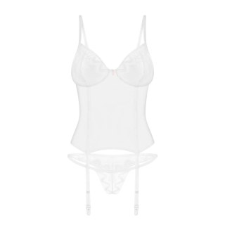 Obsessive Alissium Komplet Gorset+Stringi Biały XL/2XL, Koronka