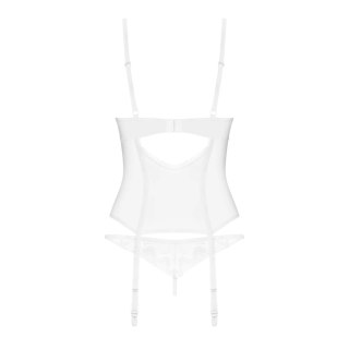 Obsessive Alissium komplet biały gorset+stringi M/L z koronką