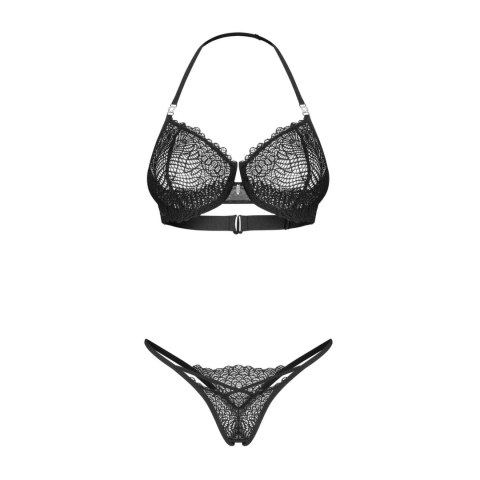 Obsessive Iliosa zestaw dwuczęściowy czarny koronka l/xl