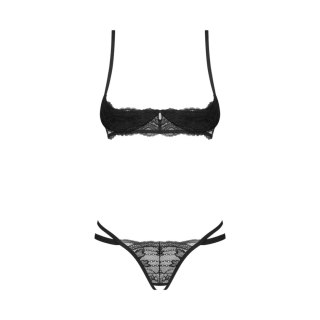 Obsessive Nutris komplet dwuczęściowy XL/2XL czarna koronka ozdobna