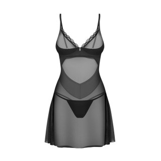 Obsessive Stelisa komplet koszulka i stringi czarny L/XL regulacja