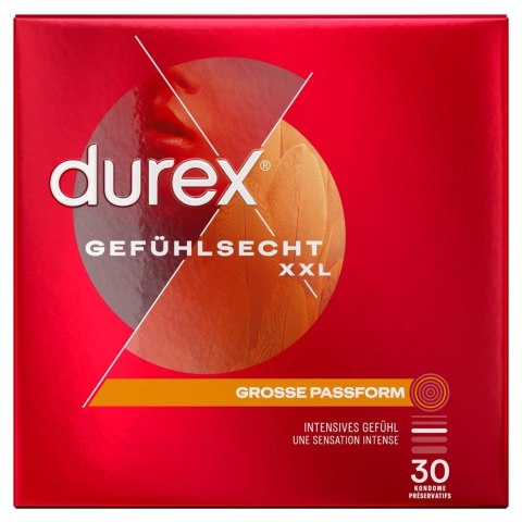 Durex Gefuhlsecht XXL 30 szt. prezerwatywy silikonowe, extra large