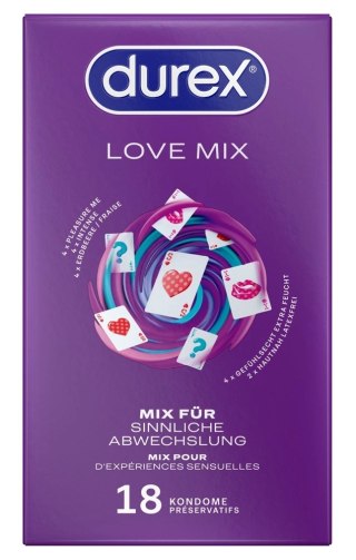 Durex Love Mix Pack 18 szt. - zestaw 5 wariantow smakowych i tekstur